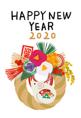 2020年　年賀状　デザイン　子年　イラスト