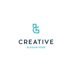 Letter GL LG logo design template, LG monogram logo with blue line color