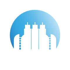 Fototapeta premium city skyline in blue circle background