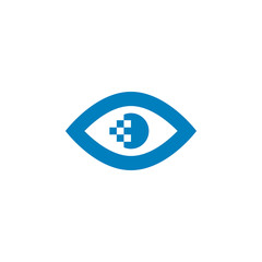 Eye pixel pupil icon in flat style. Vector illustration on white background.