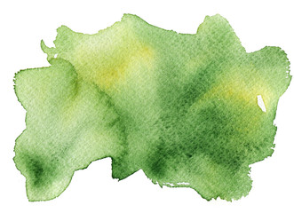 Colorful artistic green stains of watercolor splashes