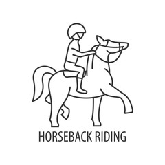 horseback riding line icon