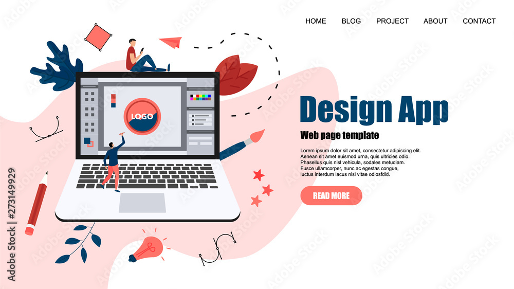 Poster webpage template. flat vector graphic design concept with an open design application with a creative
