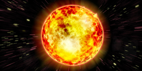 宇宙で燃え盛る太陽