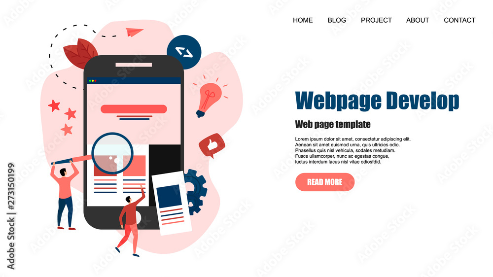 Wall mural webpage template. creative webpage development and web design concept