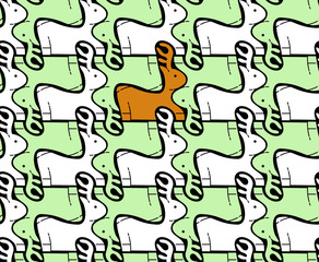 Reindeer and individuality, background in Escher style