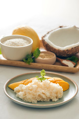 Thai food, Mango with Sticky Rice with all ingredients