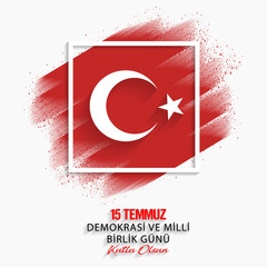 15 July, Happy Holidays Democracy Republic of Turkey celebration background, vector, illustration, eps file