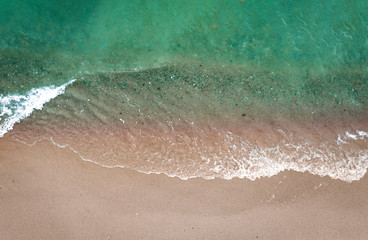 Aerial view of summer beach with ocean and free space for your decoration. Summer time