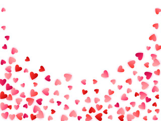 Red flying hearts bright love passion vector background.