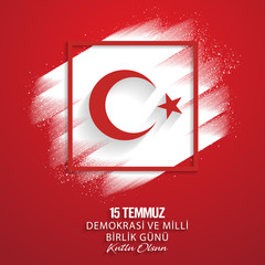 15 July, Happy Holidays Democracy Republic of Turkey celebration background, vector, illustration, eps file