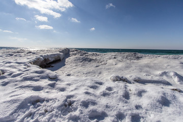 Lake Michigan Winter Coastal Landscape
