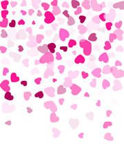Hearts confetti flying vector background graphic design.