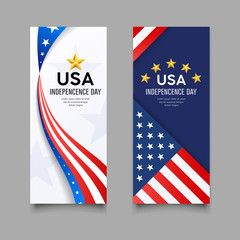 Happy independence day vector, america flag vertical banners collection design background, illustration