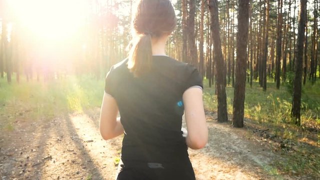 Woman forest active girl sporty lady wood sun