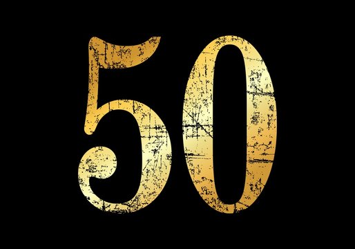 Number 50 Fifty (Ancient Gold)