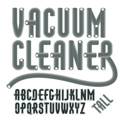 Set of condensed, tall,  cool vector upper case alphabet letters isolated. Trendy type font, script from a to z can be used in poster creation. Created with hosepipe style, plumbing.
