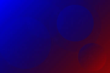 Creative and light abstract geometric background with many circles and template for notebook or brochure. Crystal shapes on a blue and red gradient background with some extra symbols.