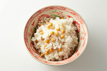 Bowl of rice with chick pea 