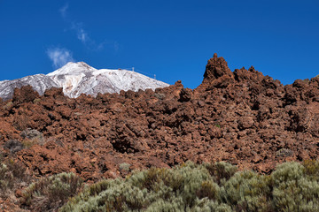 View of Teide Volcano and beautiful landscape in Teide National Park, Tenerife.