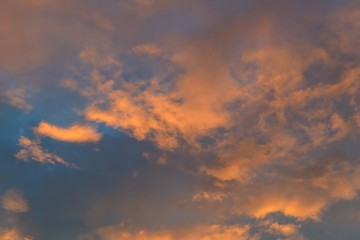 Red and orange clouds and sky in the evening