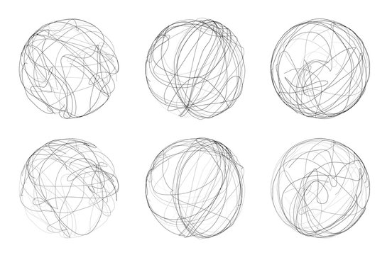 abstract vector sphere of lines and curves. set