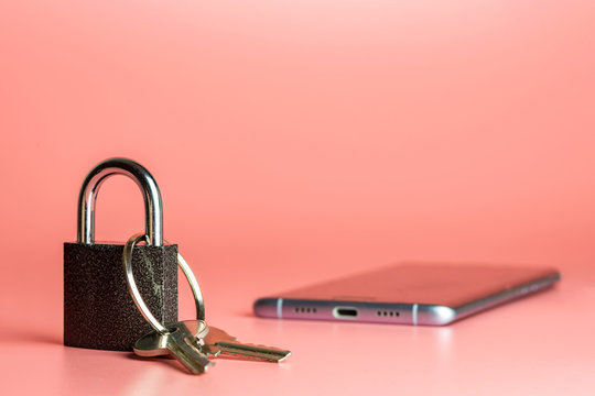 Smart phone security concept. Digital network protection for cloud services, business and customers. Updating privacy policy about cyber crime.