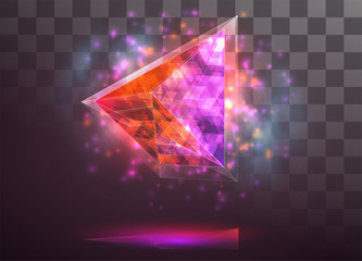 vector crystal. power and energy of the elements. blue, violet, neon glow.