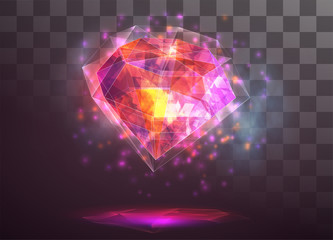 vector crystal. power and energy of the elements. blue, violet, neon glow.