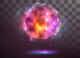 vector crystal. power and energy of the elements. blue, violet, neon glow.