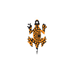 Lizard aboriginal art dots painting icon logo design vector template