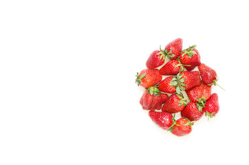 Creative fresh strawberries pattern background with copy space. Food concept.  Top view. - Image.