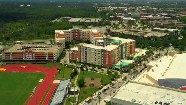 Aerial footage University campus landscape UCF