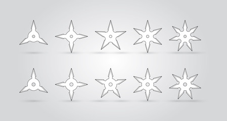 Various types of vector ninja throwing stars