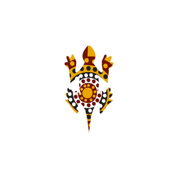 Lizard aboriginal art dots painting icon logo design vector template