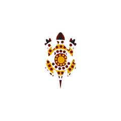 Lizard aboriginal art dots painting icon logo design vector template