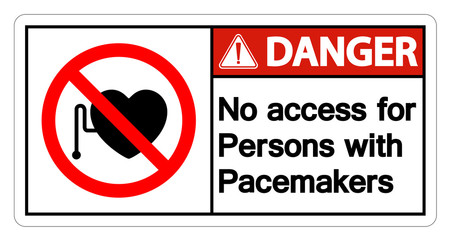 Danger No Access For Persons With Pacemaker Symbol Sign Isolate On White Background,Vector Illustration