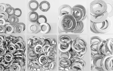 Washer in plastic organizer box