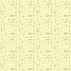 Kitchen cook toolset seamless pattern