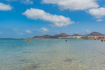 View of the beach Playa Las Canteras, Las Palmas de Gran Canaria, Spain.
