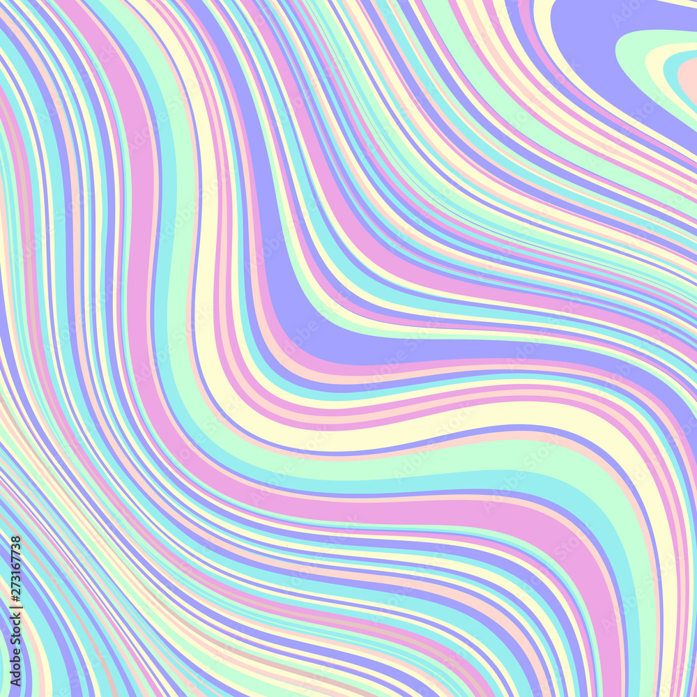 Poster Abstract vector pattern. Curved wavy psychedelic irregular lines.