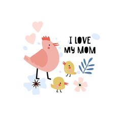 Background with chicken family and text