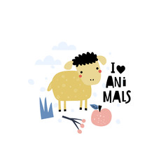 Kids background with sheep and text