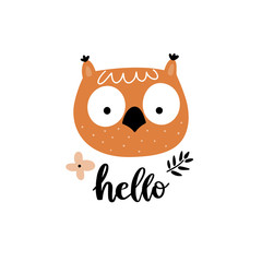 Childrens illustration of a cute owl