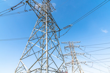 High voltage pole with power station