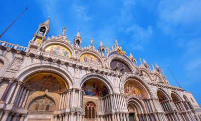 facade of Saint Mark's Basilica in Venice, Italy