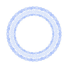 Decorative round frame border with antique baroque style for plate design. Vector illustration.