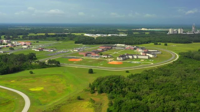 Aerial flyover federal prison compound in Florida
