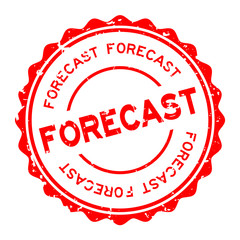 Grunge red forecast word round rubber seal stamp on white background