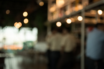 abstract light bokeh background in blur restaurant